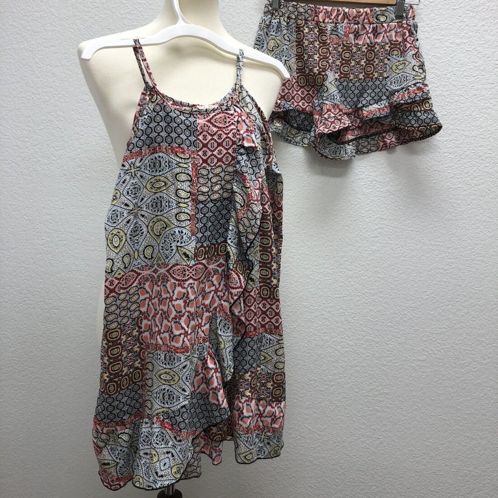 PPLA Peoples Project LA Girls Med Tunic wrap sundress sleeveless shorts Set 2pc